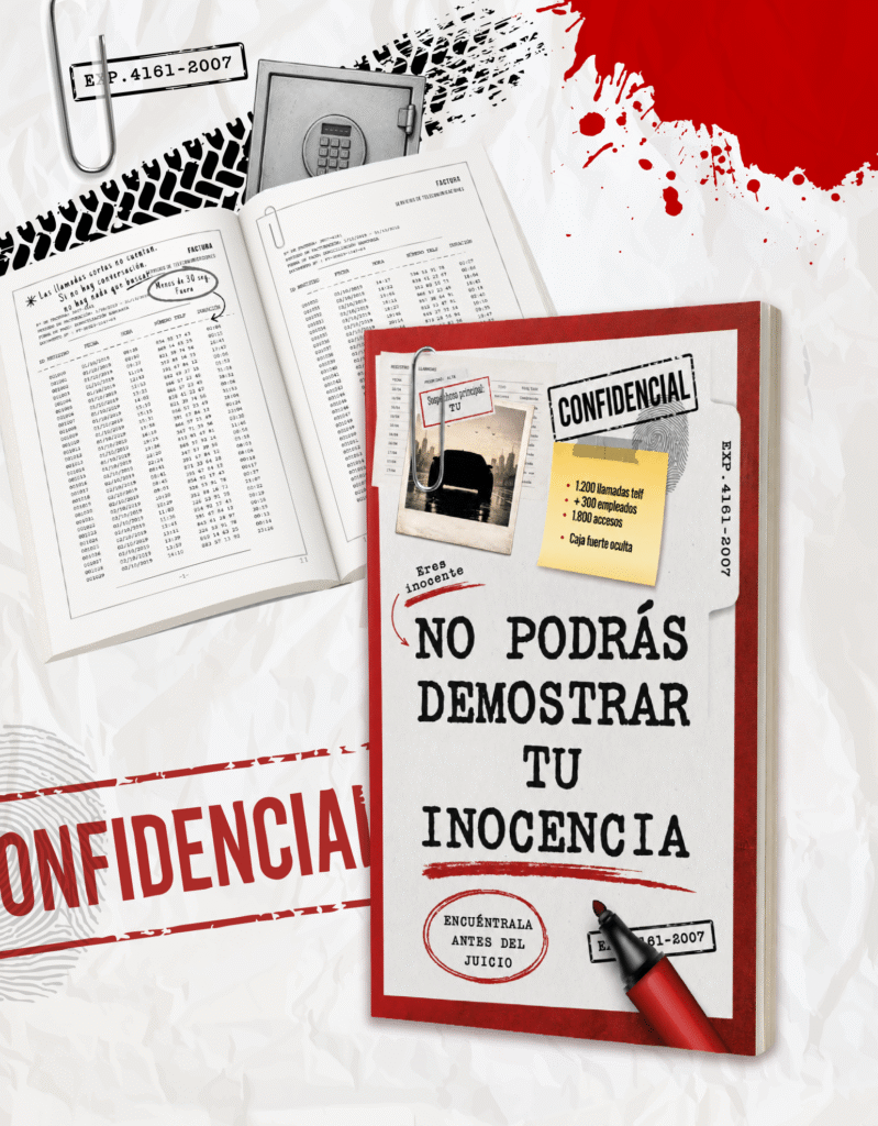 Portada de libro de intriga y misterio No podrás demostrar tu inocencia, diseño de portada para Amazon KDP