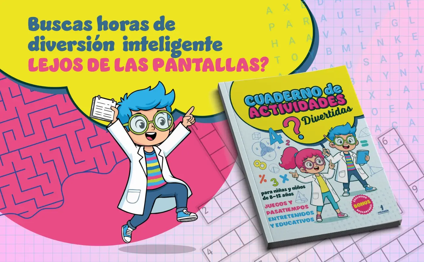 Portada de Cuaderno de Actividades Divertidas, volumen 1, para niñas y niños de 8 a 12 años